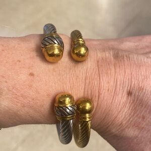 Set of cable bracelet cuffs